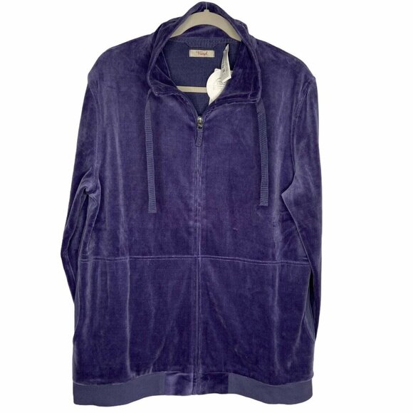 TRIUMPH LS VELOUR 02 PYJAMAS WOMENS XL EU 44‎ PURPLE VELVET TOP ONLY NWT - Picture 1 of 12